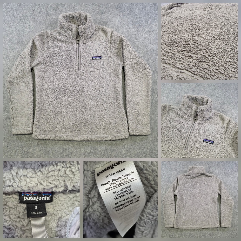 Patagonia Los Gatos Jacket Womens Small Gray Sherpa Fleece 1/4 Zip Pullover
